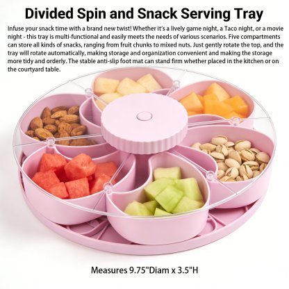 Divided Serving Tray That Spins – Perfect for Snacks, Dips & Party Appetizers