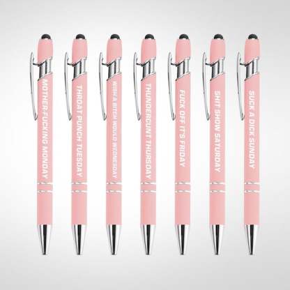 🔥Last Day Promotion 49% OFF💝Funny Stress-Relief Daily Quotes Metal Ballpoint Pen Set (7 Pcs) | 🎁Office Christmas Gift Exchange