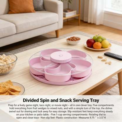 Divided Serving Tray That Spins – Perfect for Snacks, Dips & Party Appetizers