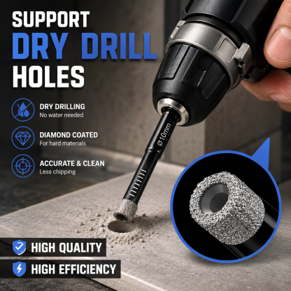 🔥LAST DAY SALE 50% OFF-6 Pcs Diamond Drill Bits Set, 1/4 5/6 3/8 1/2 Inch Brazed Diamond Drill Bits for Precision Drilling in Tile Ceramic Glass Granite Marble Masonry