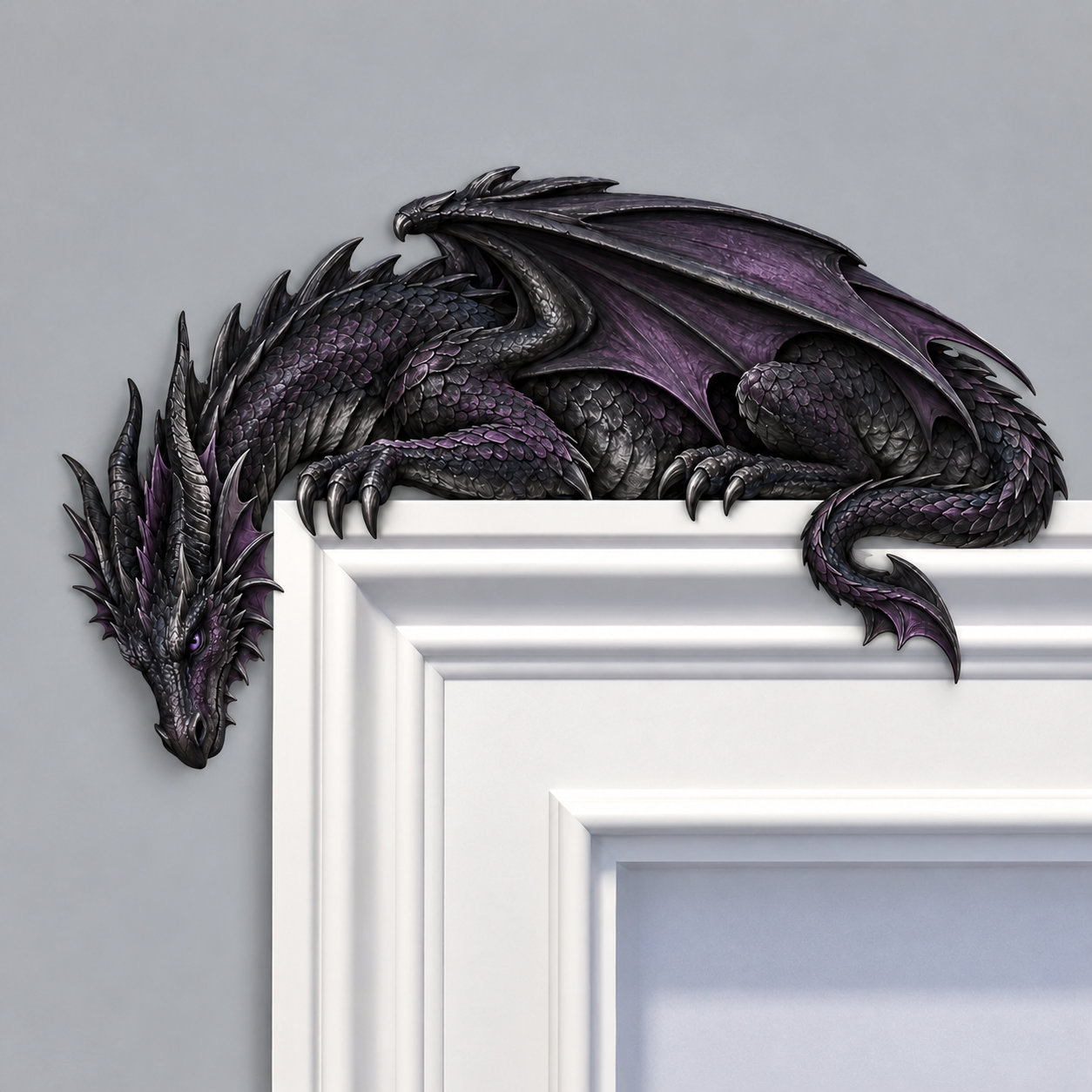 ⏳ Last Day 50% OFF – 🐉🔥 Sleeping Dragon Door Topper | Medieval Fantasy Dragon Guardian Wall Décor for Doorway, Gaming Room & Gothic Home 🏰✨