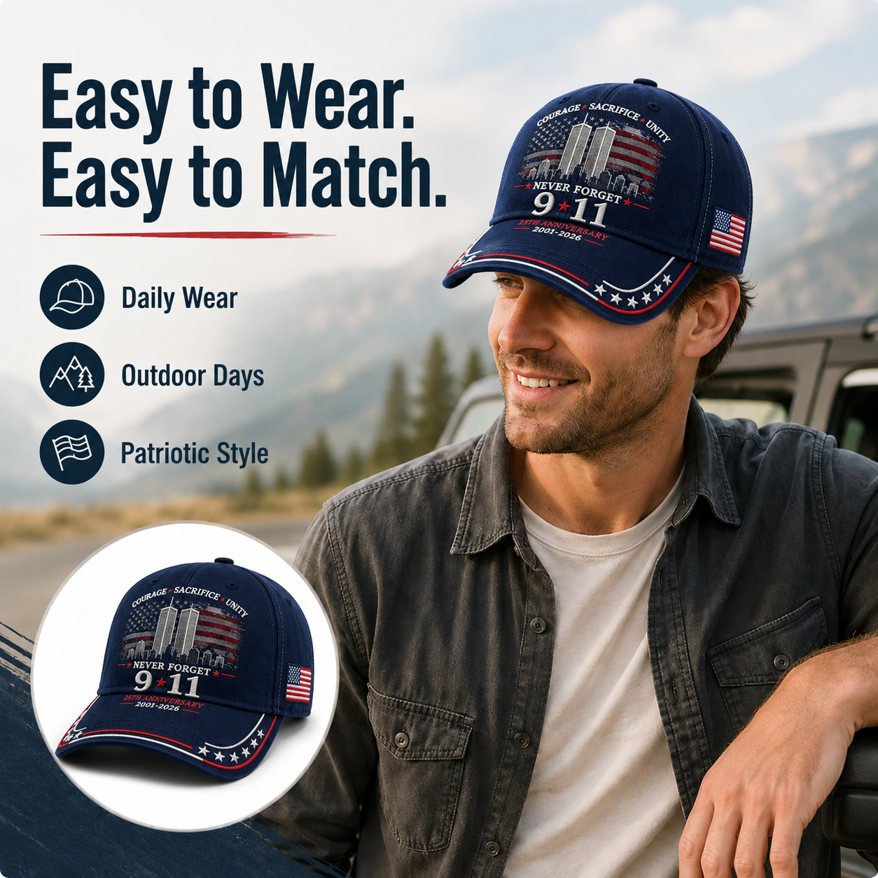 🦅50% OFF🔥Never Forget 9/11 25th Anniversary Memorial Cap