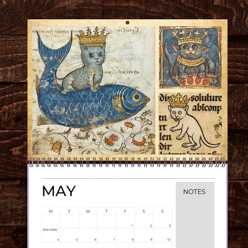 Medieval Cats with Crowns Calendar 2026