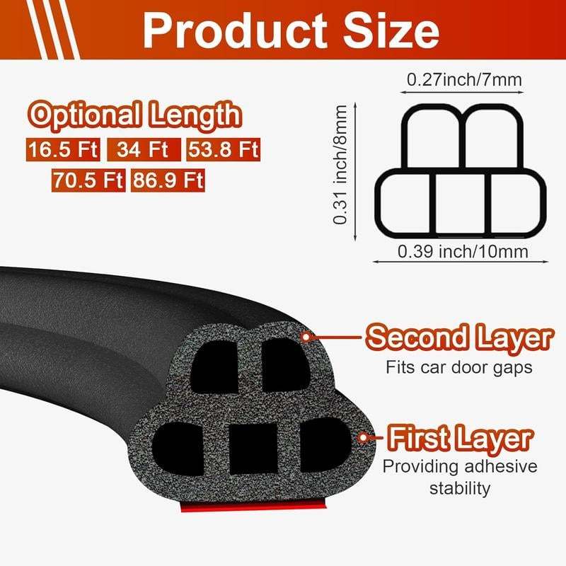Car Door Seal Strip Universal Self Adhesive