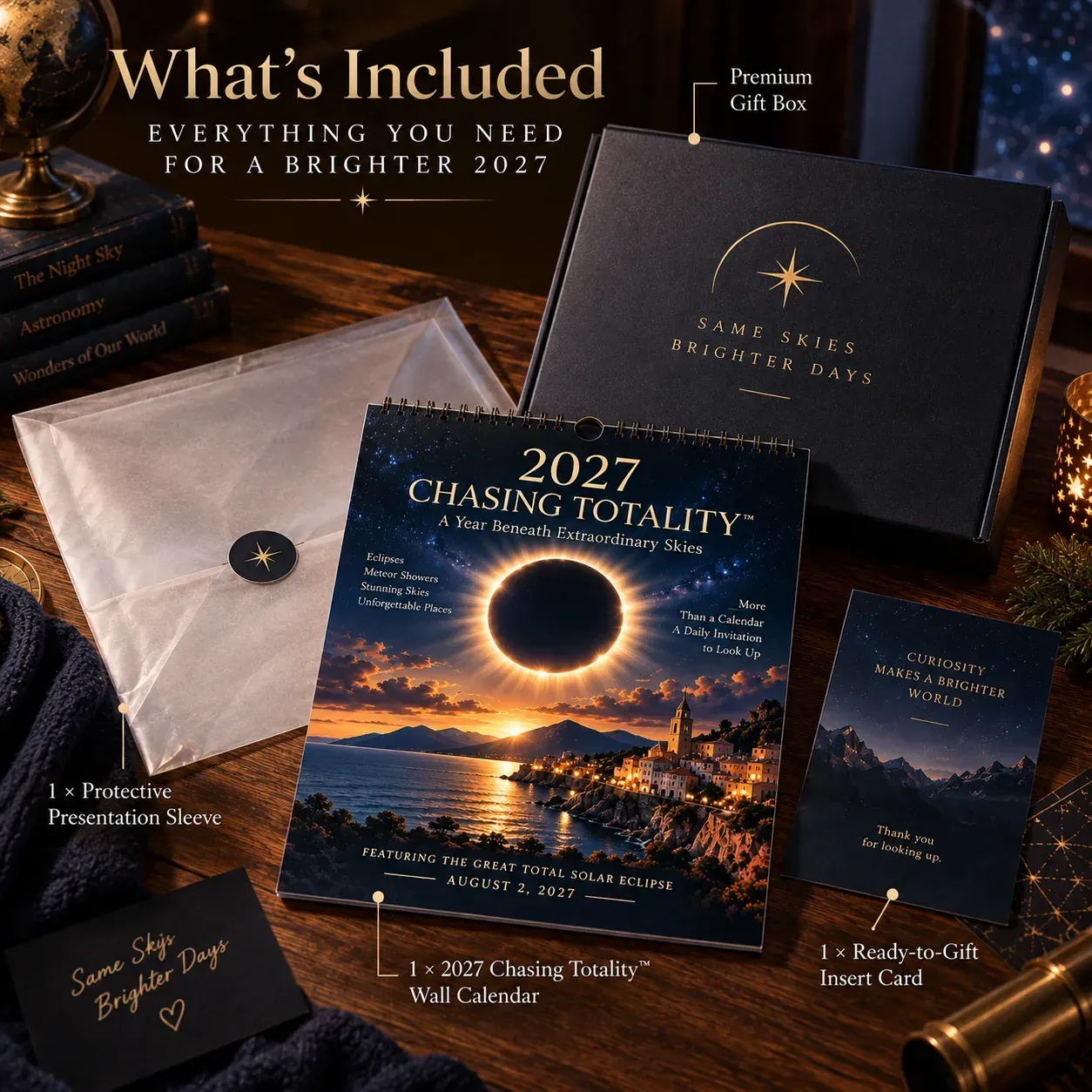 ⏳ Last Day 50% OFF – 🌌 2027 Chasing TotalityTM Celestial Wall Calendar | 12 Extraordinary Skies & August Total Solar Eclipse ✨