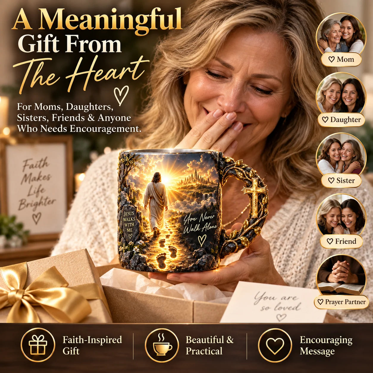 🔥Last Day 49% OFF♥✝️ Jesus Walks With Me – Heat-Reveal Faith Mug | You Are Never Alone