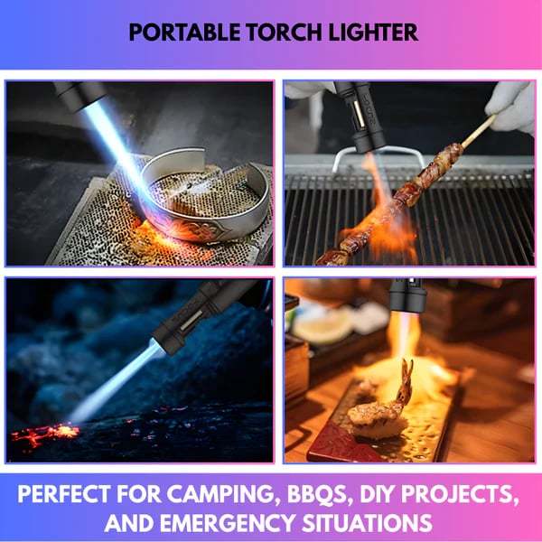 Portable Torch Lighter-🔥 1300°C of Pure Power – Windproof, Refillable & Ready for Anything! 💨🍳🏕️