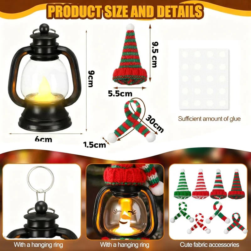 🎄Early Christmas Sale 49% - Christmas Decoration Mini Snowman Lantern with Hats and Scarves