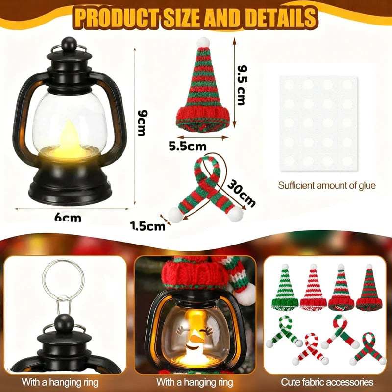 🎄Early Christmas Sale 49% - Christmas Decoration Mini Snowman Lantern with Hats and Scarves