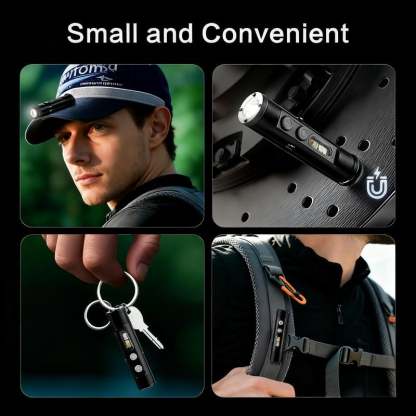 🔦Pocket Rechargeable EDC Flashlight:  Mini Keychain Light with Fire Starter & Window Breaker