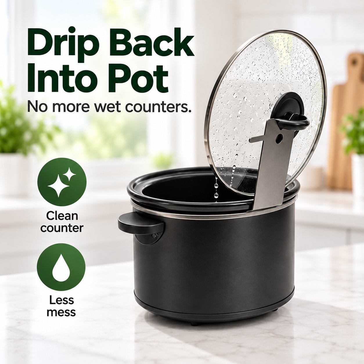 Lid resting upright on a cooker lid holder