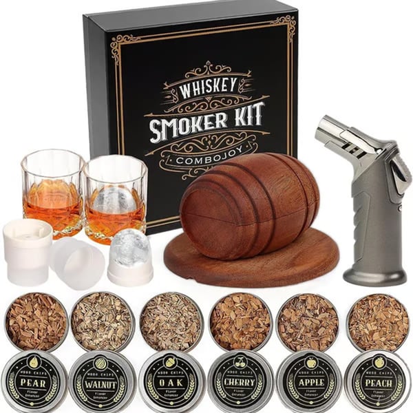 Wooden barrel smoking set