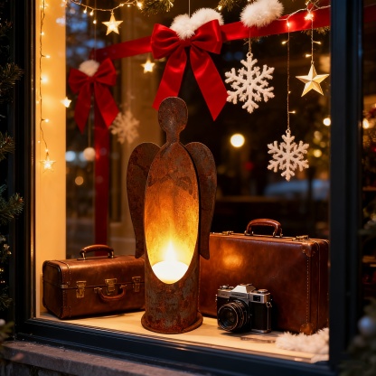 Rustic Metal Angel Garden Candle Holder and Plant Holder