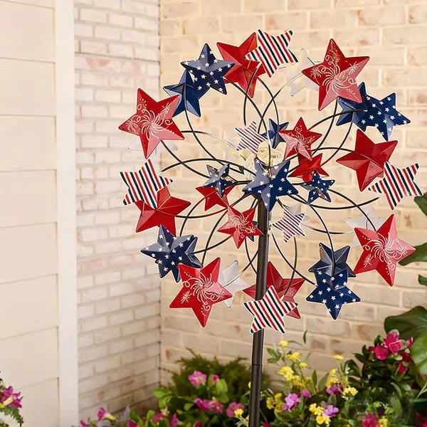 ☀️🌀Outdoors Solar Wind Spinners with Decorative Flowers🌸(Includes bracket)87cm