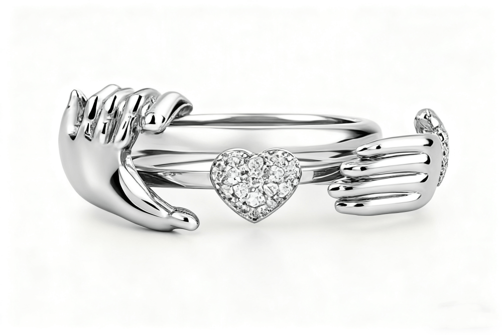 'Love is an open heart💞 Handmade Open Hands Heart Ring