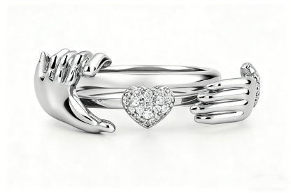 'Love is an open heart💞 Handmade Open Hands Heart Ring