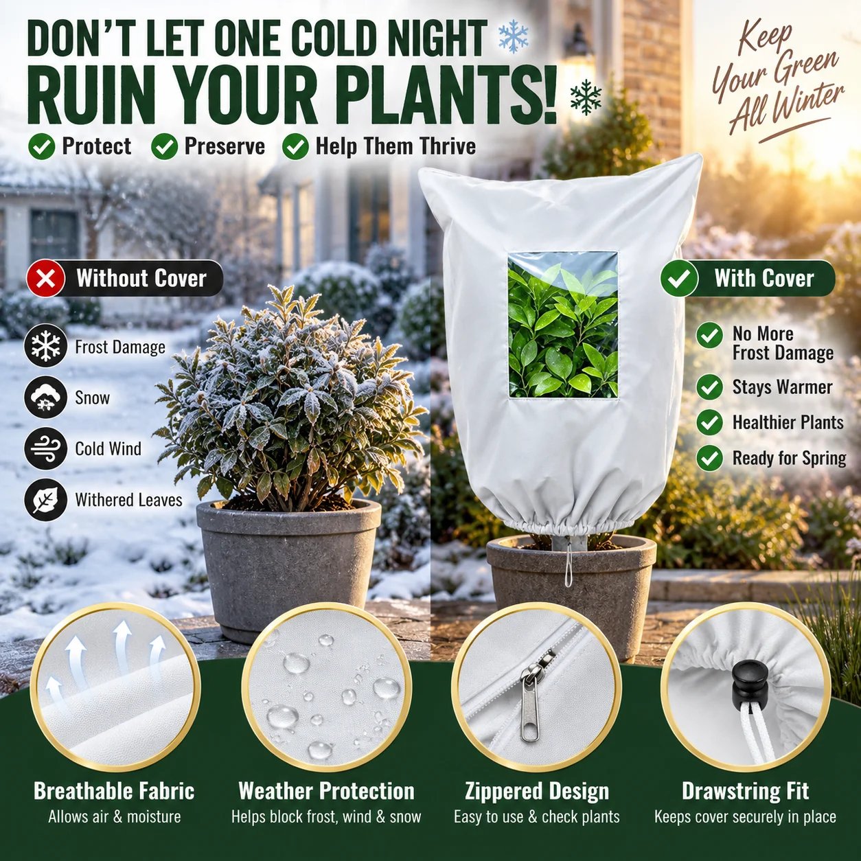 Plant frost protection cover