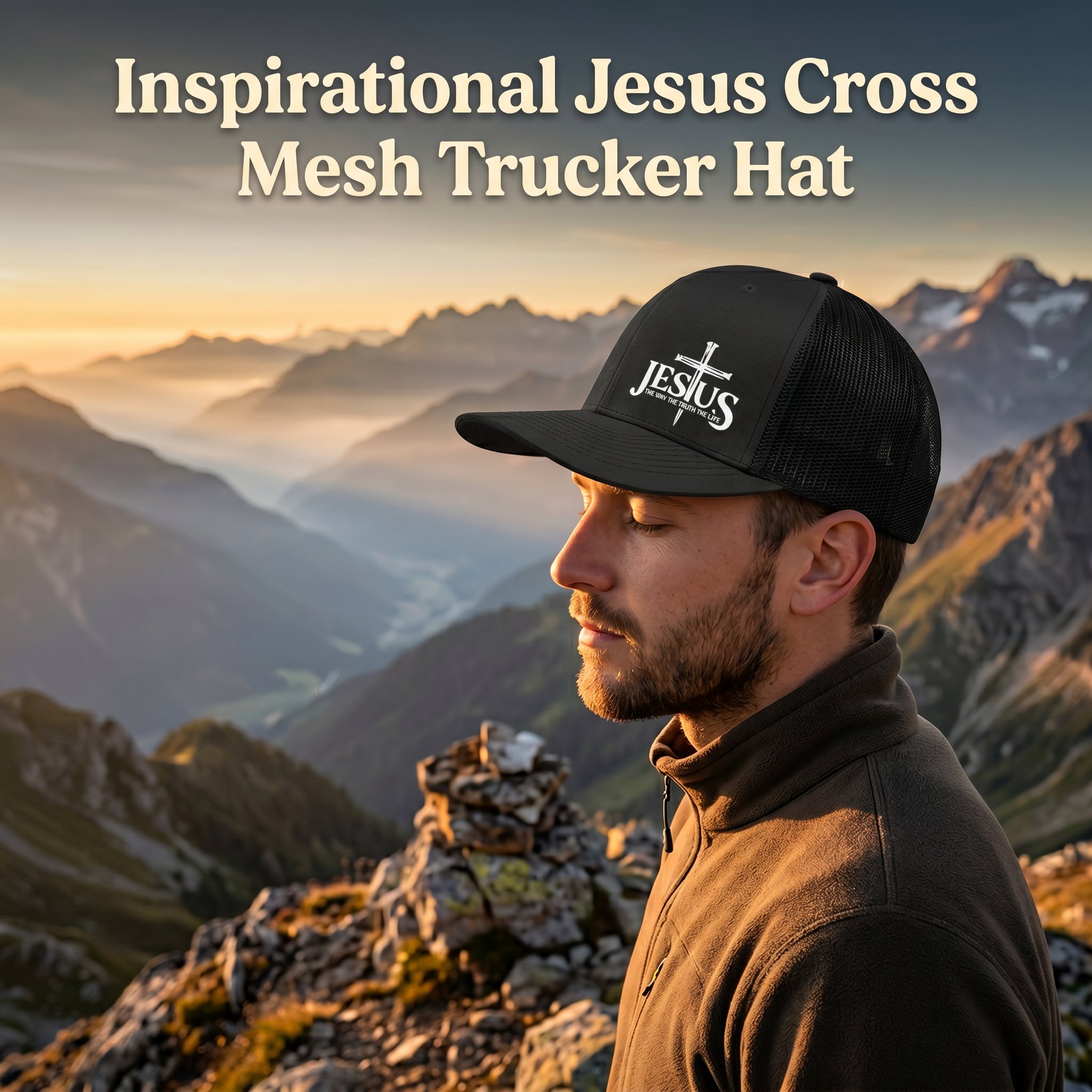 🔥LAST DAY 49% OFF- 🙏 Inspirational Jesus Cross Mesh Trucker Hat