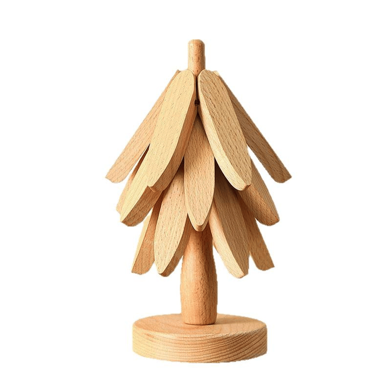 Christmas Early Discount 49% Off✨Natural Tree Trivet Set - 4 Wooden Trivets & 1 Stand Like a Christmas Tree