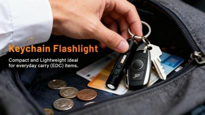 🔦Pocket Rechargeable EDC Flashlight:  Mini Keychain Light with Fire Starter & Window Breaker