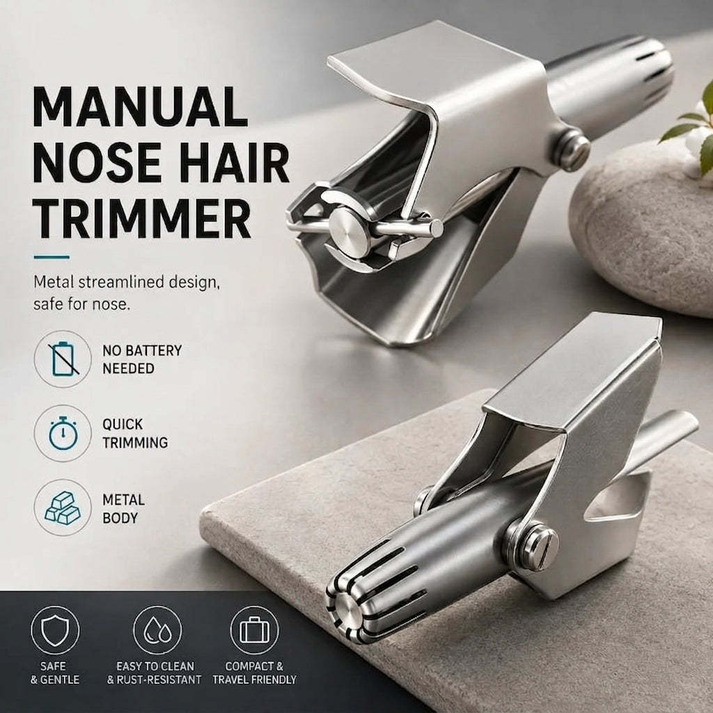 Manual Nose Hair Trimmer – Stainless Steel 360° Trimmer, Waterproof & No Battery Required