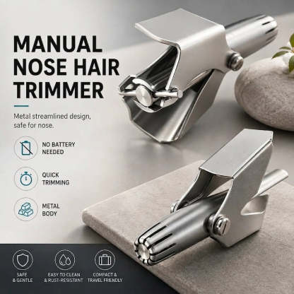 Manual Nose Hair Trimmer – Stainless Steel 360° Trimmer, Waterproof & No Battery Required