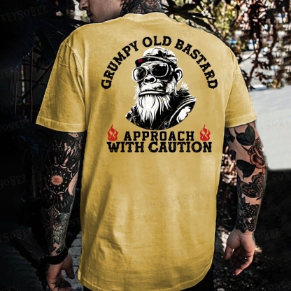 Grumpy Old Bastard Approach With Caution Monkey T-shirt