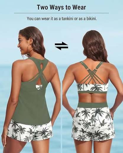 ⏰LAST DAY 49% OFF - 3 Piece Tankini with Shorts 🔥