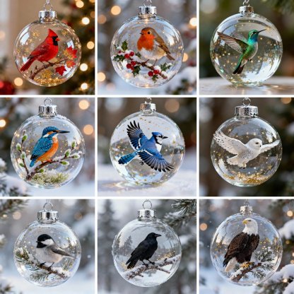 🔥LAST DAY 73% OFF-🐦2026 Cute Birds Christmas Glass Bauble Collection