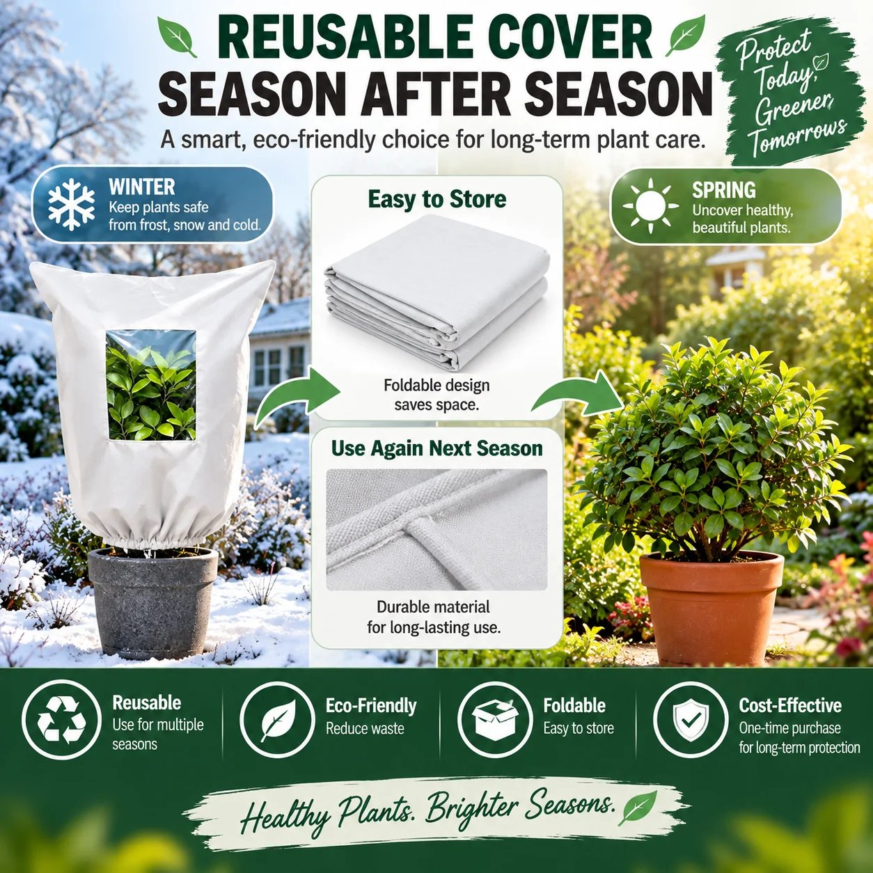 Foldable reusable plant cover