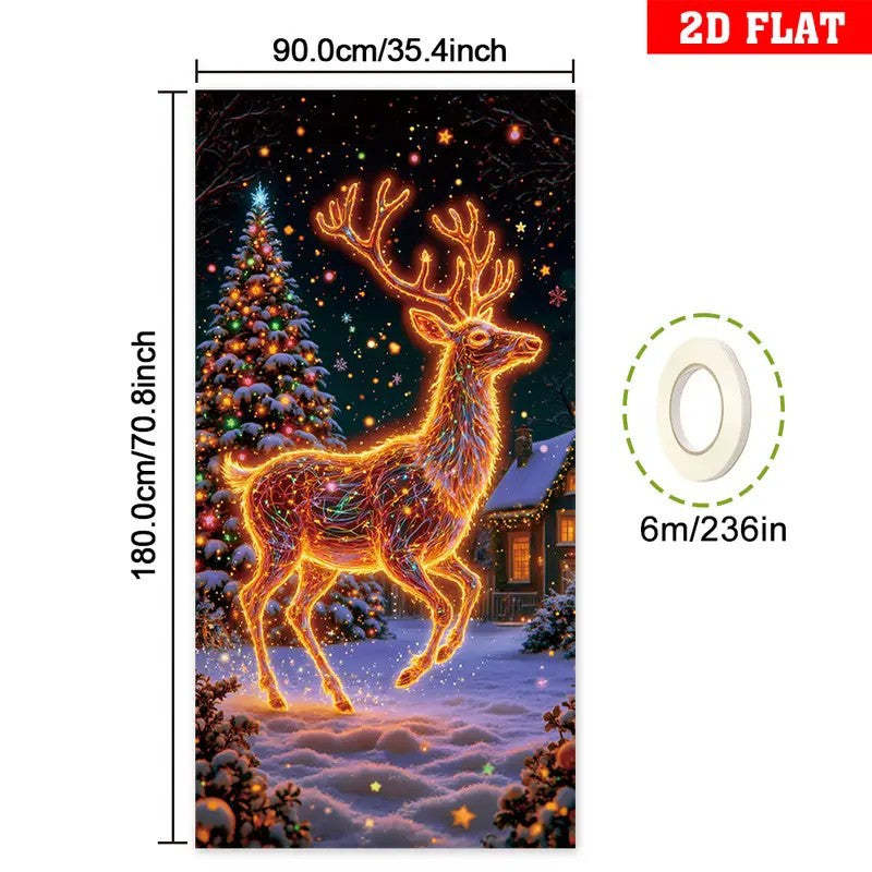 🏆Flash Sale⚡10K+ SOLD! Almost Gone-💥UV Glow Christmas Cartoon Door Banner – Fluorescent Holiday Decoration