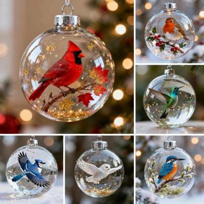 🔥LAST DAY 73% OFF-🐦2026 Cute Birds Christmas Glass Bauble Collection