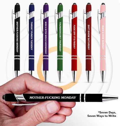 🔥Last Day Promotion 49% OFF💝Funny Stress-Relief Daily Quotes Metal Ballpoint Pen Set (7 Pcs) | 🎁Office Christmas Gift Exchange
