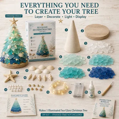 ⏳ Last Day 50% OFF – 🌊 Beginner-Friendly DIY 3D Lighted Sea Glass-Style Art Kit Collection | Complete Kit with Sea Glass-Style Pieces, LED Lights & Step-by-Step Guide Included 💕