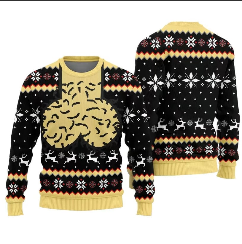 Funny Adult Ugly Christmas Pullover Sweater, Playful Festive Holiday Crewneck Sweatshirt for Christmas Parties Ugly Sweater Contests 🎅