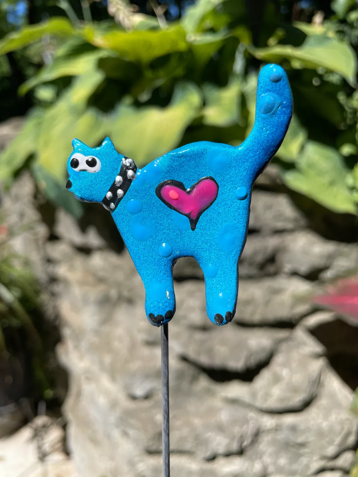 Potted cat garden stake