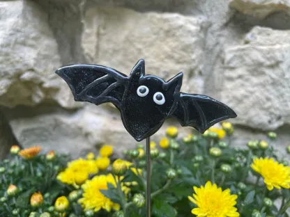 Halloween bat-themed potted plant decoration