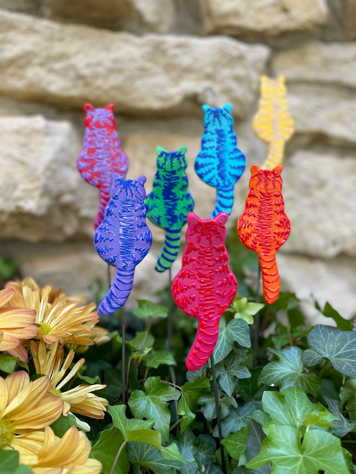 Potted cat garden stake, garden decoration