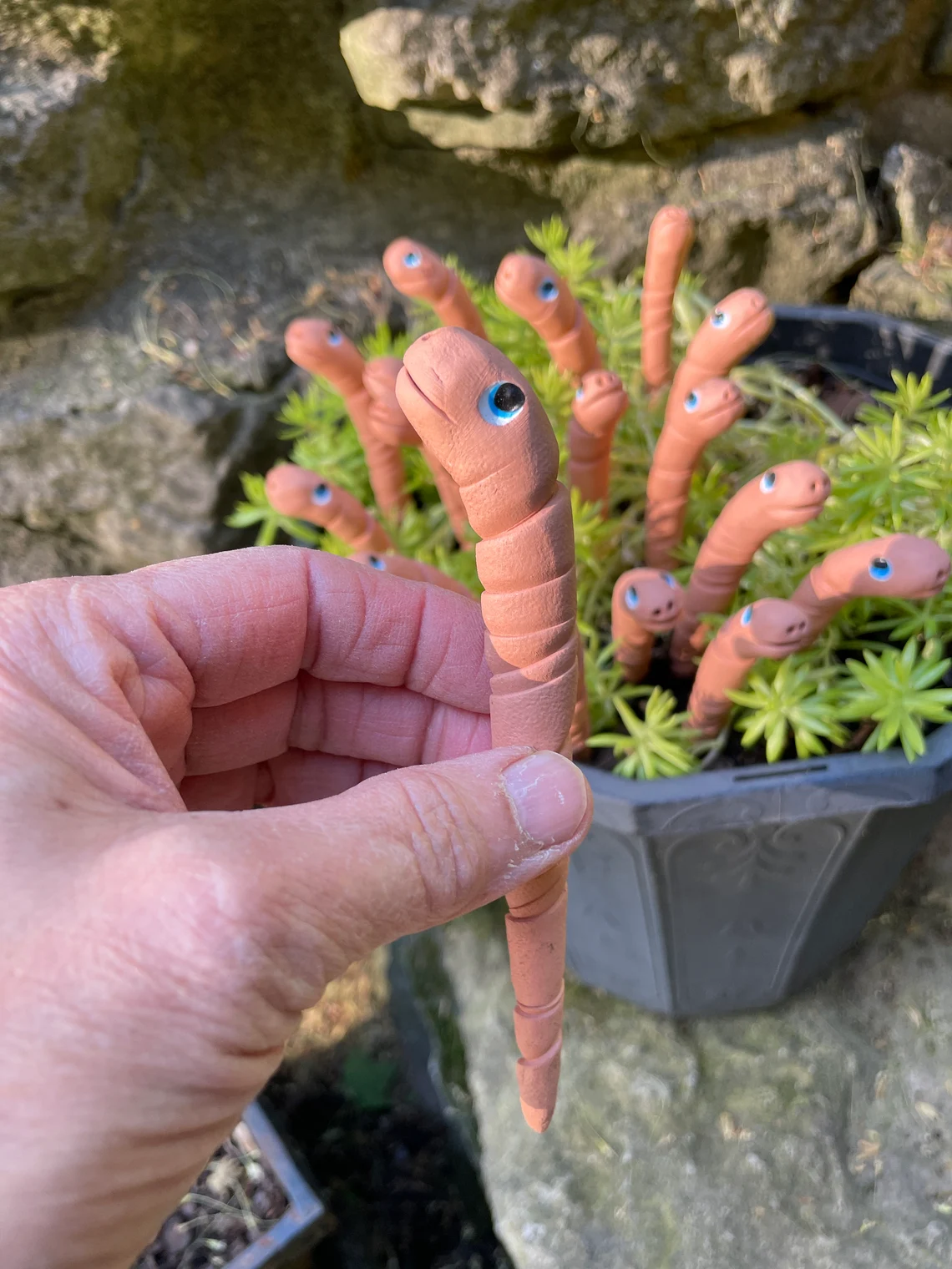 Garden potted worm decoration