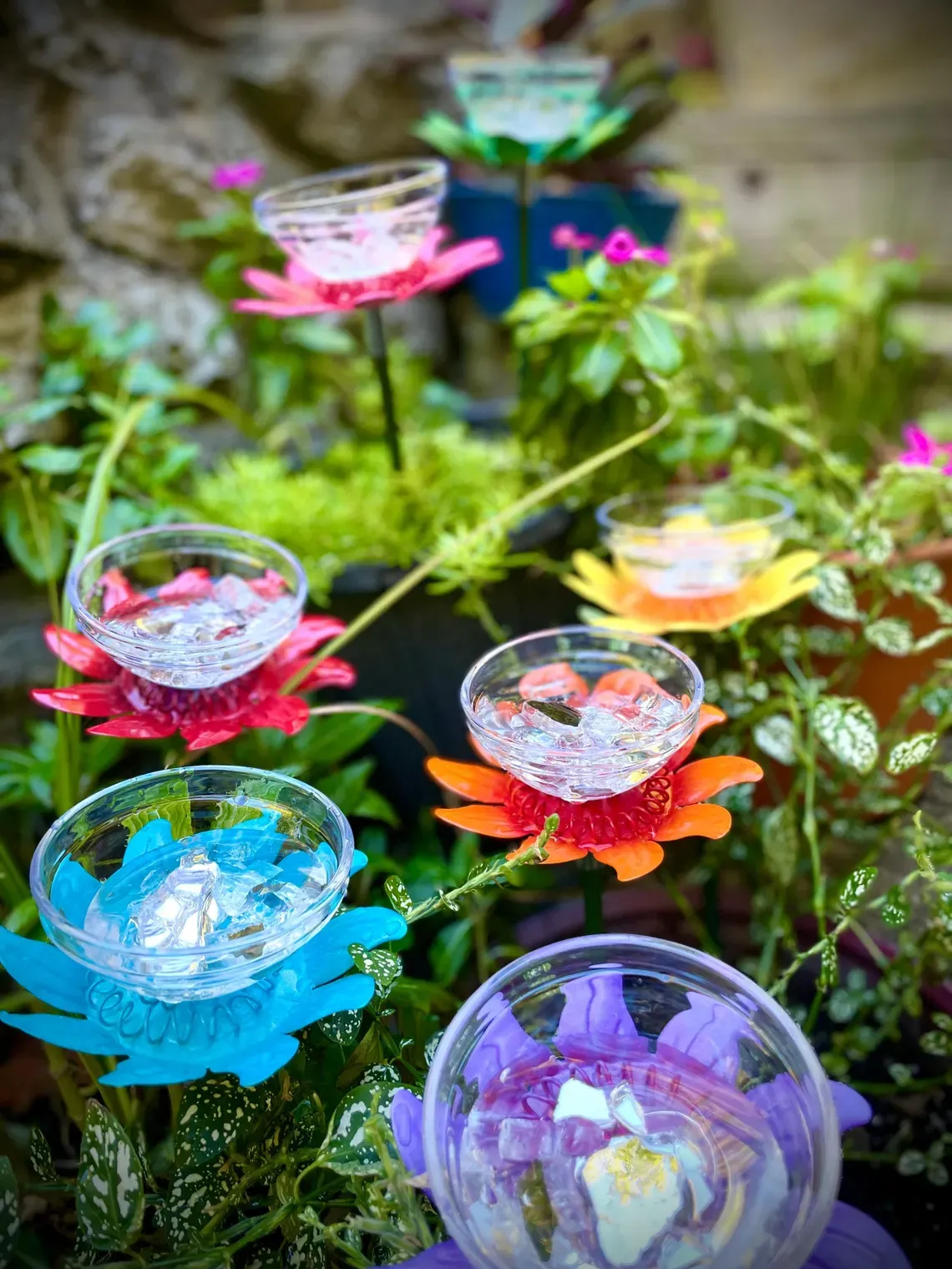 Insect drinking cup, glass flower vase, garden sculpture