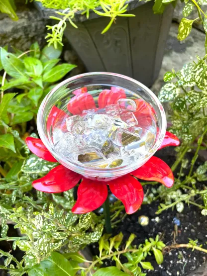 Insect drinking cup, glass flower vase, garden sculpture