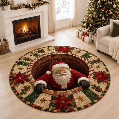 3D Santa Christmas Illusion Rug – Festive Holiday Floor Decor