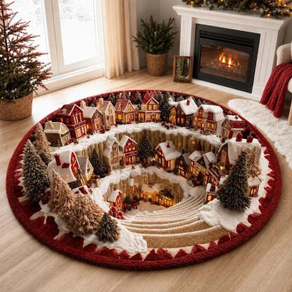 3D Santa Christmas Illusion Rug – Festive Holiday Floor Decor