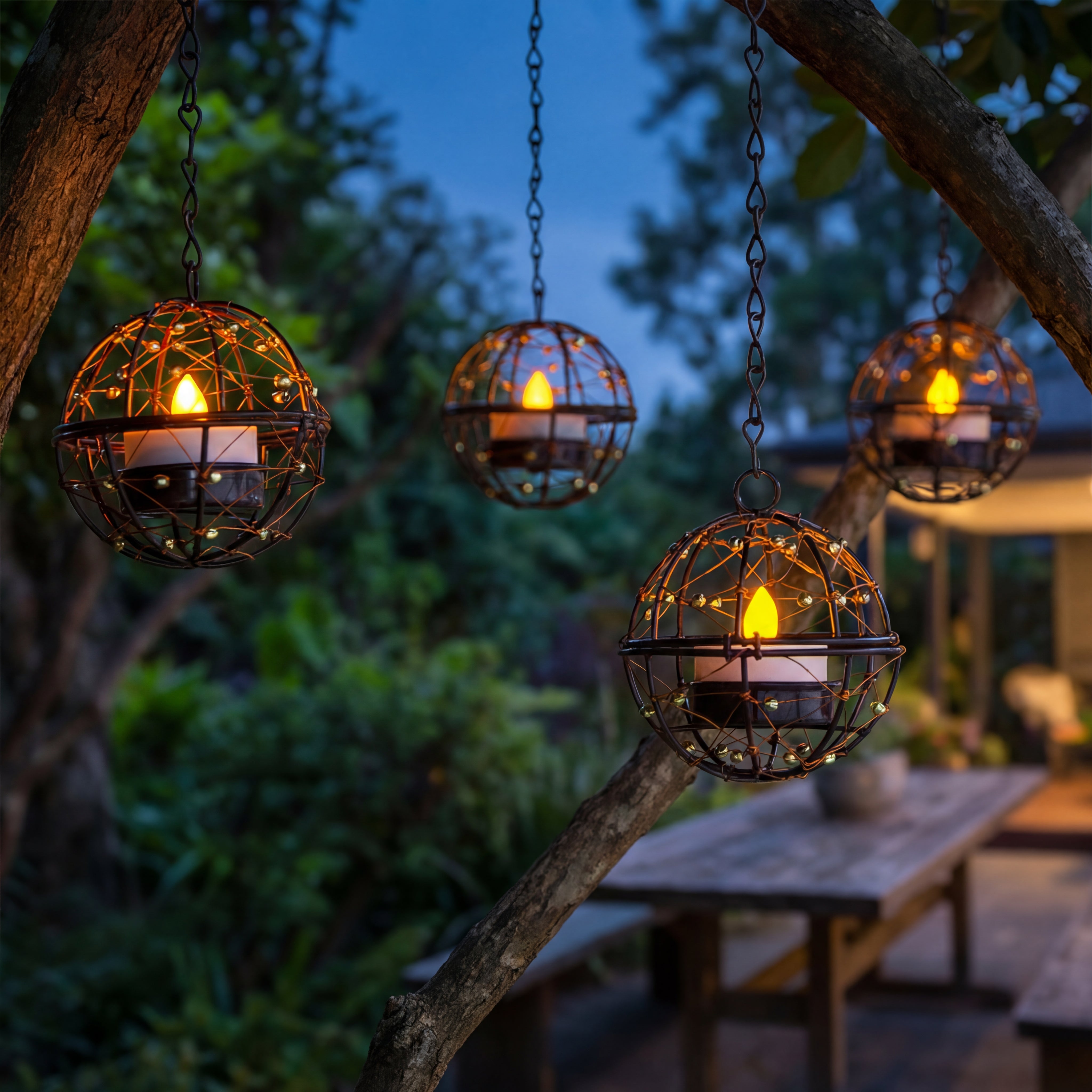 2026 Best Seller🔥Outdoor Solar Hanging Lanterns with Flickering LED Tea Light Candles