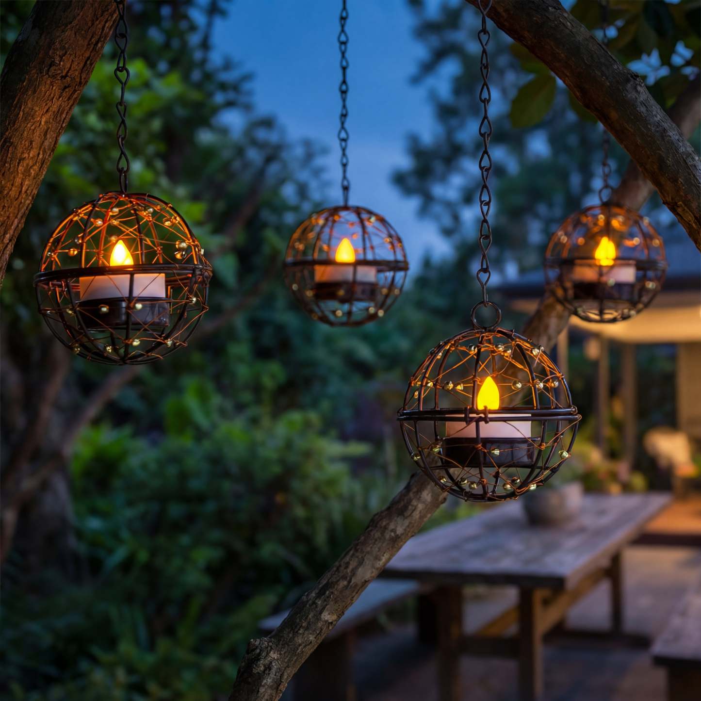 2026 Best Seller🔥Outdoor Solar Hanging Lanterns with Flickering LED Tea Light Candles