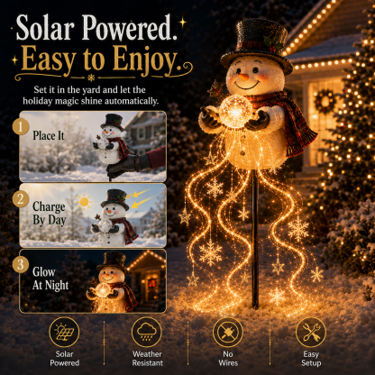 🎄50% OFF🎄 Snowman Magic Fountain-Flowing Snowflake LED Christmas Garden Light❄️