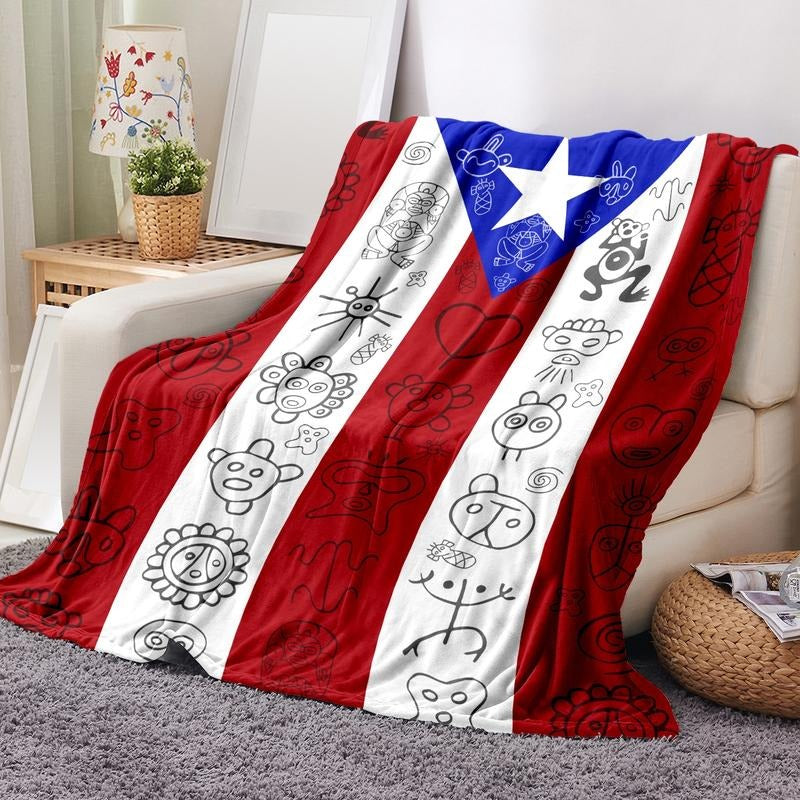 Puerto Rican Flag Flannel Blanket
