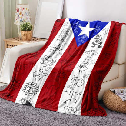 Puerto Rican Flag Flannel Blanket