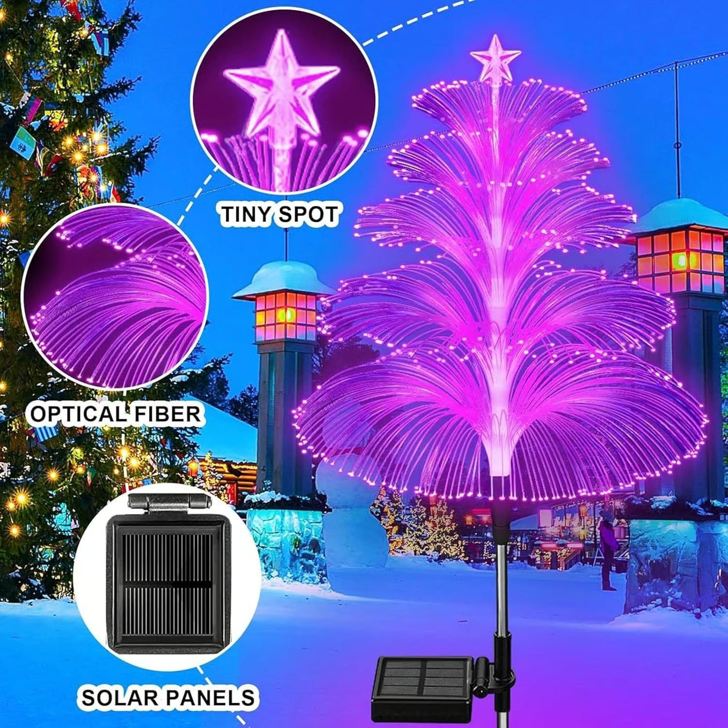 Christmas Special 50% Off - Seven-Color Gradient Solar Five-Pointed Star Christmas Tree Lights