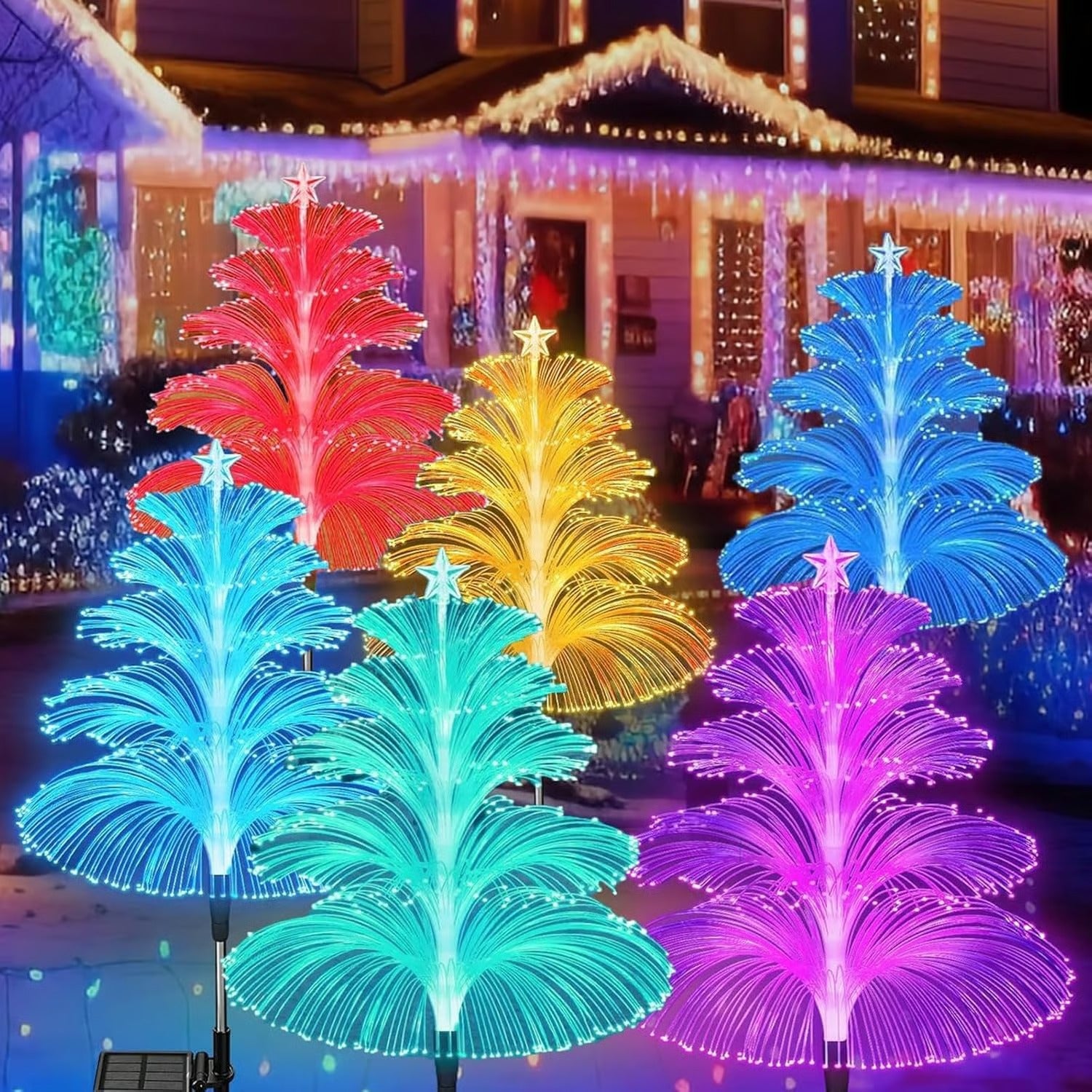Christmas Special 50% Off - Seven-Color Gradient Solar Five-Pointed Star Christmas Tree Lights